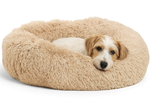 暖かい丸形ふわふわペットベッド　40-90cm